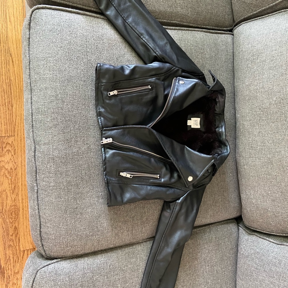 Girls size small gap black faux leather moto jacket.